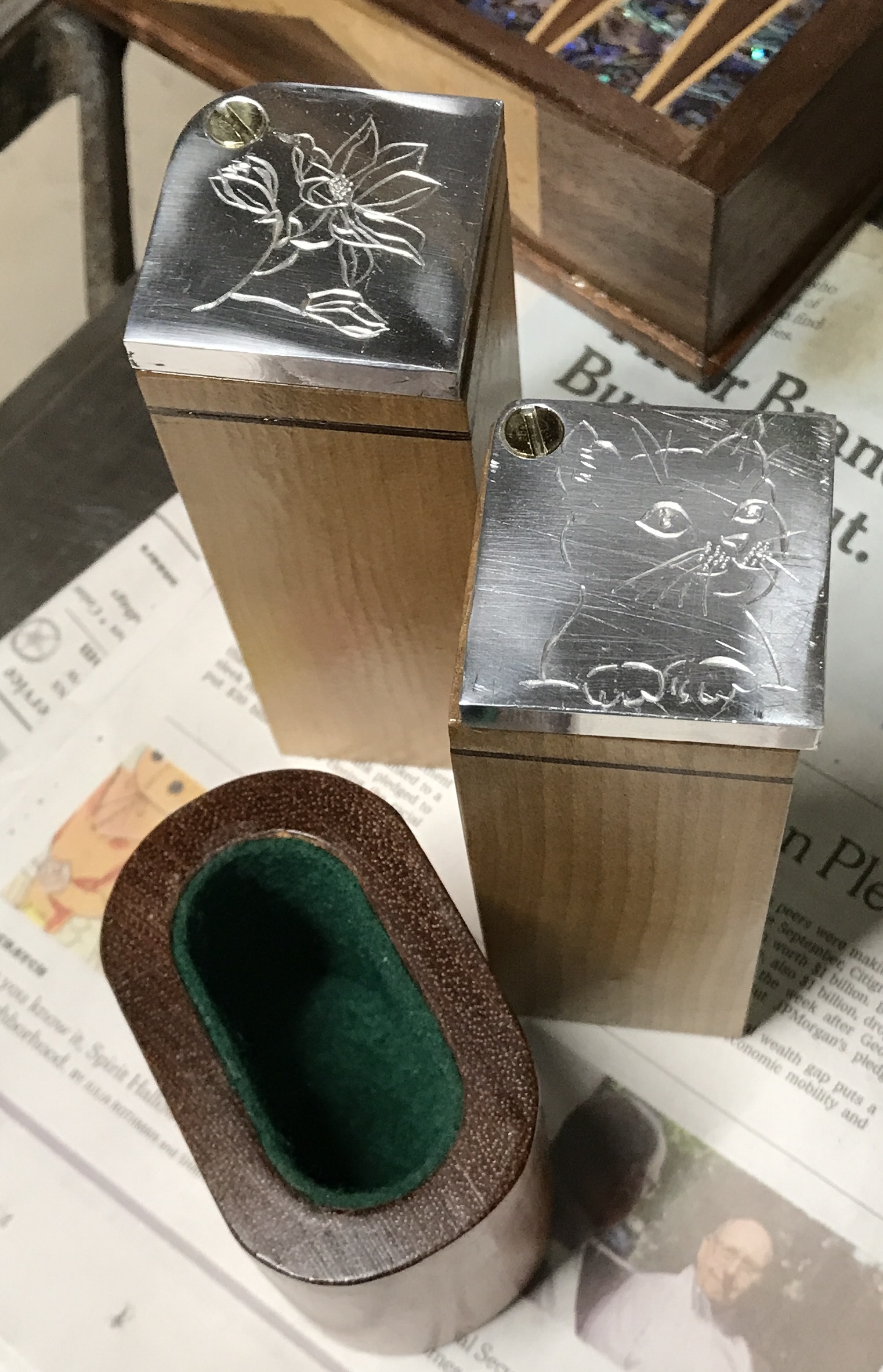 The dice cup and two piece holders finished.